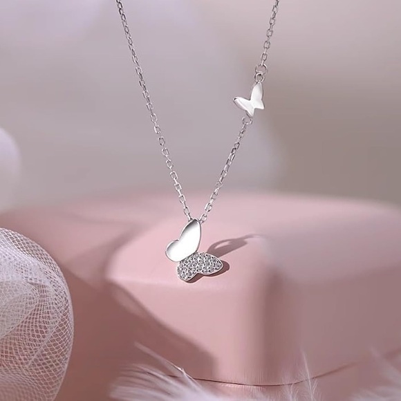 Jewelry - Kate Spade Solid  Silver Butterfly Pendant Necklace